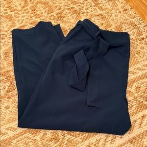 LOFT Dark Navy Tie-Waist Trousers